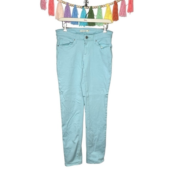 Levi’s Pastel Blue Colored Mid Rise Cotton Blend Skinny Jeans Size 28 Waist - Picture 2 of 16
